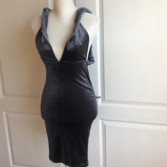 Dresses & Skirts - Clearance! CHARCOAL GREY VELVET CRISS CROSS TO